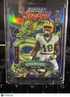 Kenyon Sadiq 2026 Wild Card Fantasy Football Dragon Oregon Ducks Color True Match 1/1 Football Card