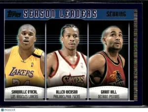 2000 Topps Grant Hill Allen Iverson Shaquille O'Neal #189