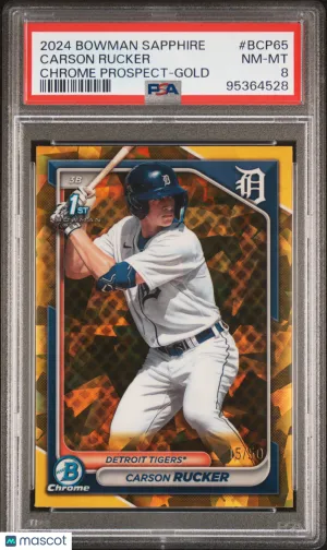 2024 Bowman Sapphire Edition Chrome Prospects Carson Rucker Chrome Prospect Gold PSA 8