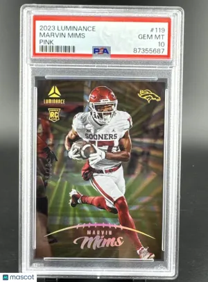 2023 Panini Luminance Marvin Mims #119 Pink / Parallel/Variety Rookie Base Set PSA 10