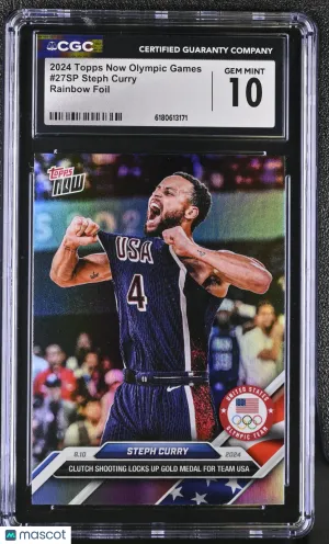 2024 Topps Now Olympic Games Stephen Curry #27SP Rainbow Foil CGC 10
