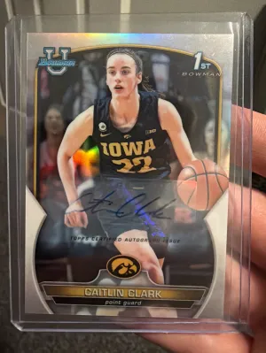 2023 Bowman Chrome CAITLIN CLARK 1st Bowman Auto Refractor /499 ROOKIE RC MINT