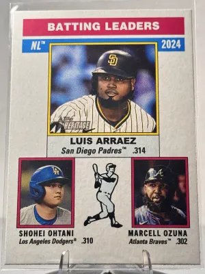 2025 Topps Heritage League Leaders Base #191 Ohtani Ozuna Arraez MLB