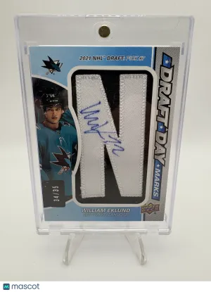 2022 Upper Deck SP Game Used Draft Day Marks William Eklund #DDM-WE Patch Rookie 34/35