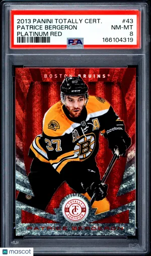 2013/14 Panini Totally Certified Patrice Bergeron #43 Platinum Red 061/100 PSA 8