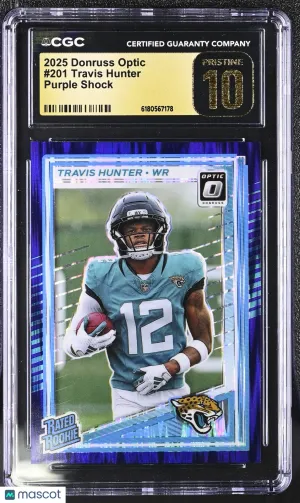2025 Donruss Optic Travis Hunter Purple Shock Rookie #201 CGC 10 Jacksonville Jaguars