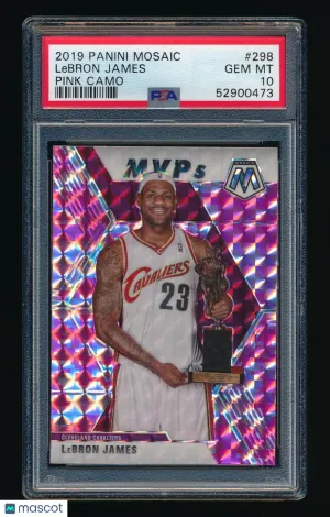 2019-20 Panini Mosaic LeBron James #298 Pink Camo Parallel Insert PSA 10