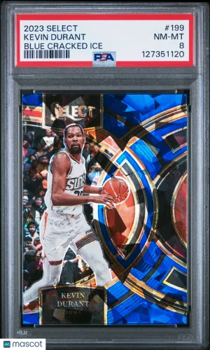 2023 Panini Select Kevin Durant #199 Blue Cracked Ice PSA 8