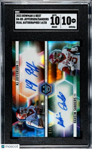 Graded 2023 Bowman U Best DA-BS Dual Auto 14/25 SGC 10 Rookie Jefferson Sanders Arkansas
