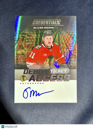 2025-26 Upper Deck Credentials Oliver Moore #DTA-OM Debut Ticket Access Autographs /199 Upper Deck