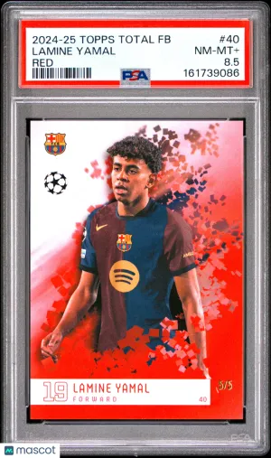 2024-25 Topps Total Football Soccer Lamine Yamal #40 Red Bookend SSP 5/5 PSA 8.5