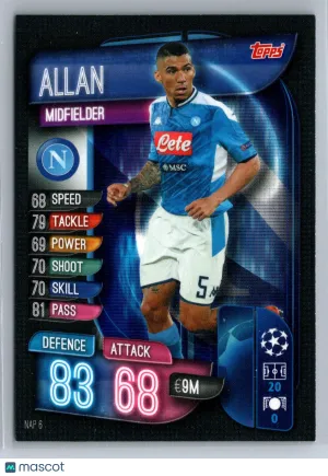 2019-20 Topps UEFA Champions League Match Attax Allan NAP 6 SSC Napoli Soccer Card