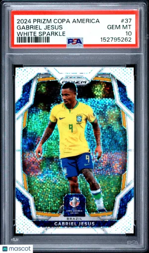 2024 Panini Prizm Conmebol Copa America Gabriel Jesus #37 White Sparkle PSA 10