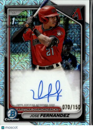 Jose Fernandez 2024 Bowman Chrome Auto Blue Mojo Refractor /150 Arizona Diamondbacks