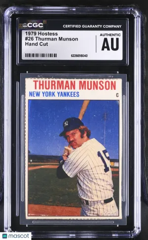 1979 Hostess Thurman Munson Hand Cut #26 CGC Authentic New York Yankees