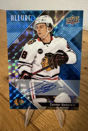 Connor Bedard 2024-25 Upper Deck Allure Blue Line Auto /35 Blackhawks