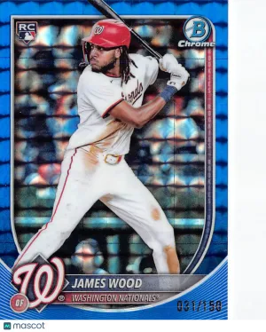 2025 Topps Bowman Chrome James Wood Blue Geometric /150 Rookie RC #29 Washington Nationals