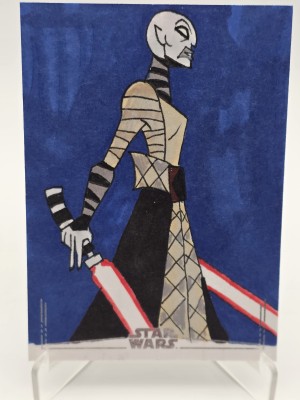 2026 Topps Chrome Star Wars Sketch Card of Asajj Ventress by Benjamin Lombart 1/1