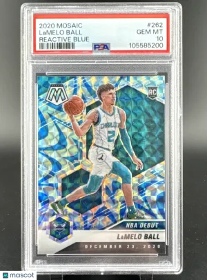 2020-21 Panini Mosaic LaMelo Ball #262 Reactive Blue Prizm Parallel/Variety Rookie Base Set PSA 10