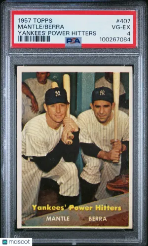 1957 Topps Berra Mantle #407 Yankees' Power Hitters PSA 4