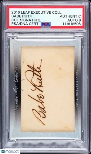 2016 Leaf Executive Collection Cut Signature Babe Ruth PSA A Auto 9