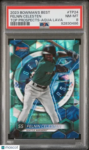 2023 Bowman's Best Top Prospects Felnin Celesten Top Prospects Aqua Lava PSA 8