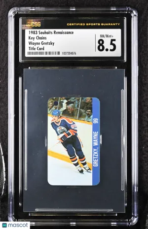 1983 Souhaits Renaissance Wayne Gretzky Title Card Key Chains CGC 8.5
