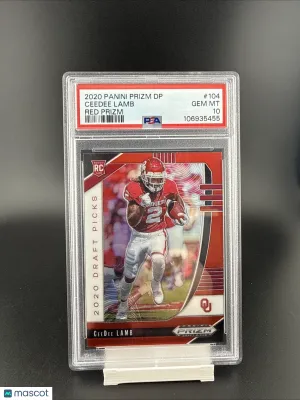 2020 Panini Prizm Draft Picks CeeDee Lamb #104 Red Prizm Rookie PSA 10