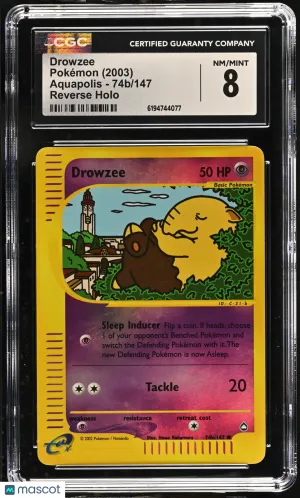 Drowzee 2003 Pokemon Aquapolis Low Pop Reverse Holo CGC 8 #74b/147