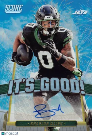 2025 Panini Score Braelon Allen It's Good Auto #IGG-BAN New York Jets