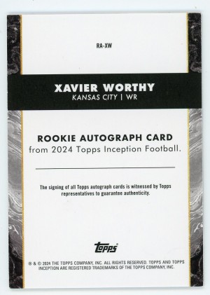 2024 Topps Inception Xavier Worthy Rookie Autograph #RA-XW back