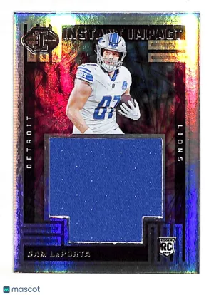 2024 Panini Illusions Football Sam LaPorta Instant Impact Patch Rookie RC Memorabilia #II-SLA Detroit Lions