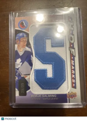 Upper Deck 2023-24 SP Game Used Borje Salming HOF Marks HOFM-SB 25/35 “S”
