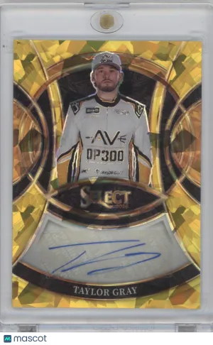 2026 Panini Select Racing Taylor Gray S-TGR Gold Cracked Ice 02/10 Auto Joe Gibbs Racing