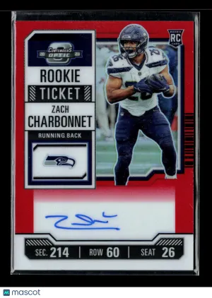 2024 Panini Contenders Optic Zach Charbonnet #141 Red 038/175 RC Auto