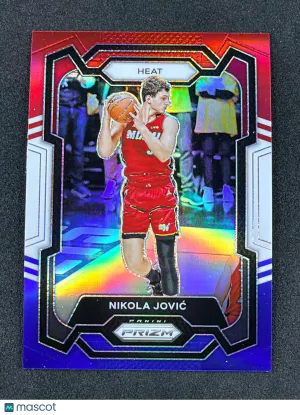2023-24 Panini Prizm 121 Nikola Jovic Prizm Red White and Blue Miami Heat