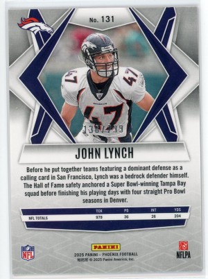 2025 Panini Phoenix Patrick John Lynch Pink Winter 80/299 back