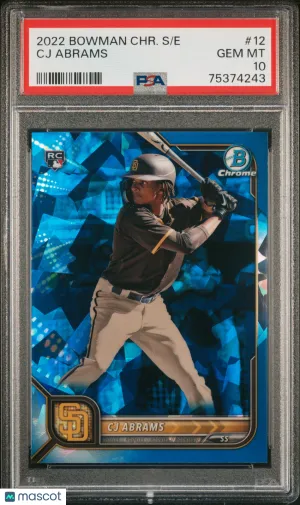 2022 Bowman Chrome Sapphire Edition CJ Abrams #12 [Base] Rookie Base Set PSA 10