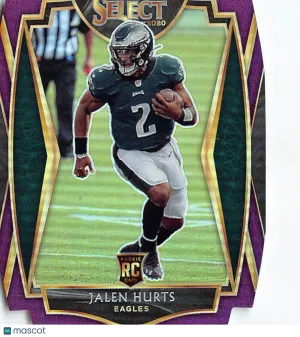 2021 Panini Select Jalen Hurts Purple Prizm Die-Cut Rookie RC #150 Philadelphia Eagles