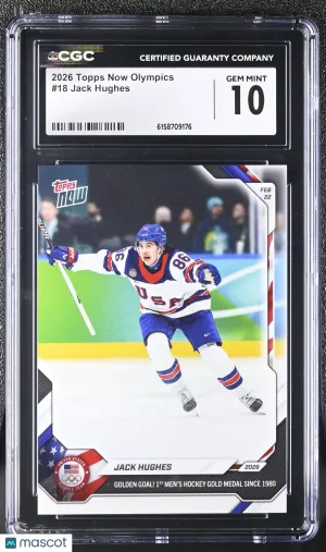 2026 Topps Now Olympics Jack Hughes #18 CGC 10 USA