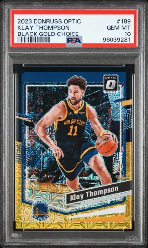2023 Donruss Optic Black Gold Choice /8 Klay Thompson #189 PSA 10