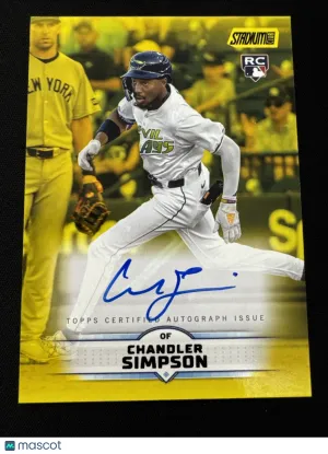 2025 Topps Stadium Club Chandler Simpson #SCBA Yellow Short Print Auto Parallel/Variety Rookie Topps