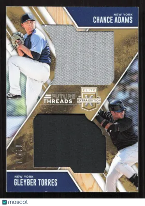 2017 Panini Elite Extra Edition Chance Adams / Gleyber Torres #FTSD-CG Future Threads Silhouettes Duals Holo Gold MEM,SN