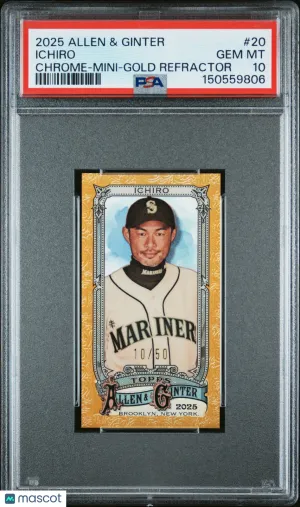 2025 Topps Allen & Ginter Ichiro #20 Chrome Mini Gold Refractor /50 PSA 10