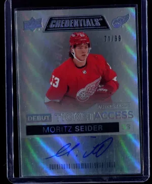 2021-22 UD Credentials Debut Ticket Access Autographs /99 Moritz Seider Auto RC