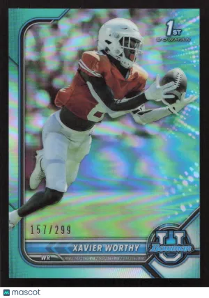 2021-22 Bowman University Xavier Worthy #61 Chrome Aqua SN