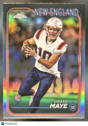 Chrome Drake Maye Base Refractor #203 New England Patriots