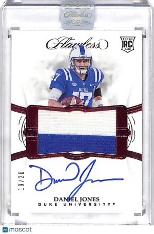 2019 Panini Flawless Collegiate Football Daniel Jones Patch Auto 19/20 RC #116 Duke Blue Devils