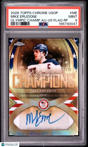 2026 Topps Chrome U.S. Winter Olympic & Paralympic Team Hopefuls Mike Eruzione Olympic Champions Autographs US Flag Refr