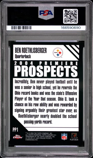 2004 Topps Chrome Premiere Prospects Ben Roethlisberger #PP1 back